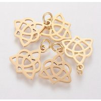 Pendants en acier inoxydable 304 dorés, 15x12x1mm, trou de 3mm — Breloques et pendentifs