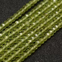 Brins de perles de péridot naturel, facettées, rondelles, 3x2mm — Perles à bijoux