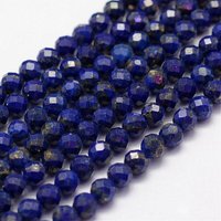 Fils de perles en lapis-lazuli naturel, facetté rond, 4mm — Perles à bijoux
