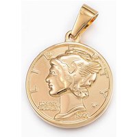 Pendants Monnaie Ronds en Acier Inoxydable 304, Dorés — Breloques et pendentifs