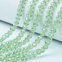 Electroplate Glass Beads Strands, AB Color Plated, Pale Green