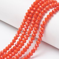 Brins de perles en verre opaque de couleur unie, facettées, orange rouge — Perles à bijoux
