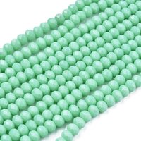 Brins de Perles en Verre Opaque Turquoise, Rondelle Facettée, 6x5mm
