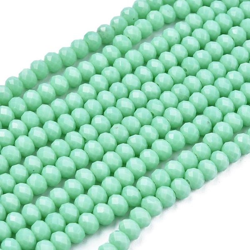 Brins de Perles en Verre Opaque Turquoise, Rondelle Facettée, 6x5mm — Perles à bijoux