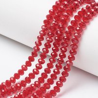 Brins de perles en verre, rondelle facettée, FireBrick, 4x3mm — Perles à bijoux