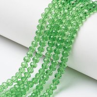 Brins de perles en verre, facettées, rondelles, lime, 6x5mm, 80-85pcs — Perles à bijoux