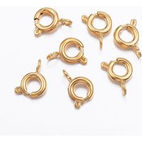 Attaches à ressort en acier inoxydable 304 plaqué ioniquement doré — Accessoires pour bijoux