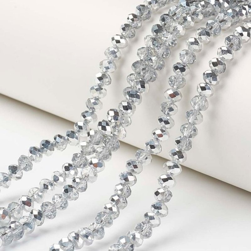 Electroplate Transparent Glass Beads Strands, Half Silver Plated — Jewelry Beads