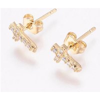 Boucles d'oreilles clous en zircon cubique micro pave en laiton