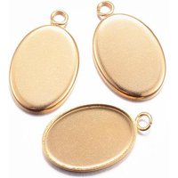 Ion Plating 304 Stainless Steel Oval Pendant Cabochon Settings — Jewelry Findings