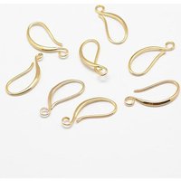 Brass Earring Hooks with Horizontal Loop, 18K Gold Plated — Jewelry Findings