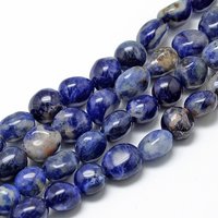 Fils de perles de sodalite naturelle, nuggets, 8-15mm, trou : 1mm — Perles à bijoux