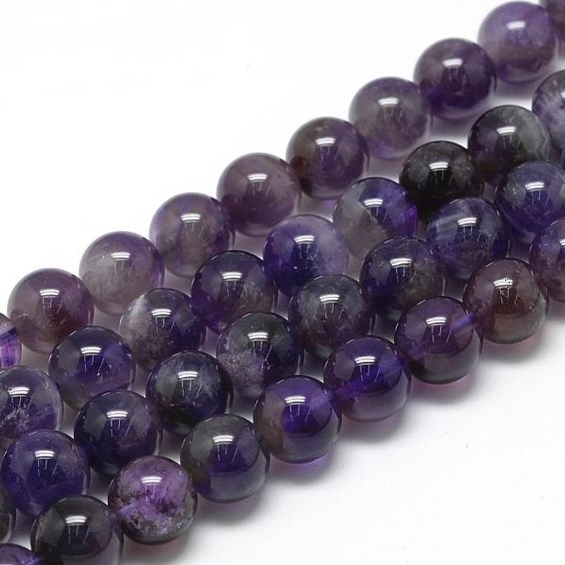 Fil de perles d'améthyste naturel, grade AB, rond, 6-7mm, 15.7 pouces — Perles à bijoux