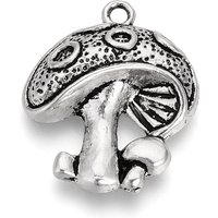 Pendentif en alliage style tibétain, champignon, argent antique, 23x18.5mm — Breloques et pendentifs