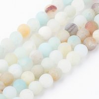 Fils de Perles d'Amazonite Fleur Naturelle, Ronde, Givrée 4-4.5mm