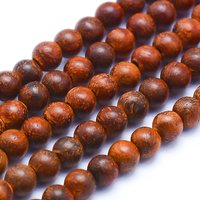 Brins de perles en bois naturel, rondes, teintées, 8mm, 50pcs/brin — Perles à bijoux