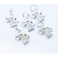 Brass Micro Pave Cubic Zirconia Angel Charm, Lead Free