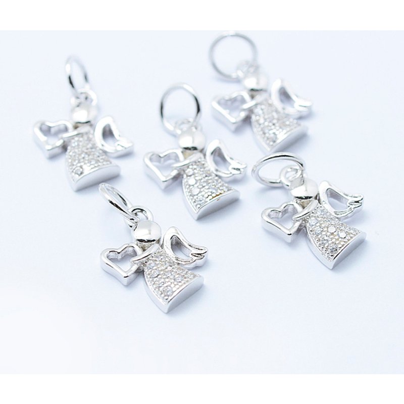 Brass Micro Pave Cubic Zirconia Angel Charm, Lead Free — Charms & Pendants