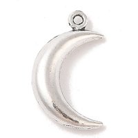 Moon Alloy Pendants, Tibetan Style, Antique Silver, 18x10.5x4mm — Charms & Pendants