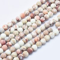 Brins de perles en jaspe impérial naturel, rond, beige, 6mm — Perles à bijoux