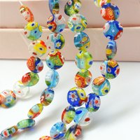 Millefiori Glass Flat Round Bead Strands, Colorful, 10x3-4mm — Jewelry Beads