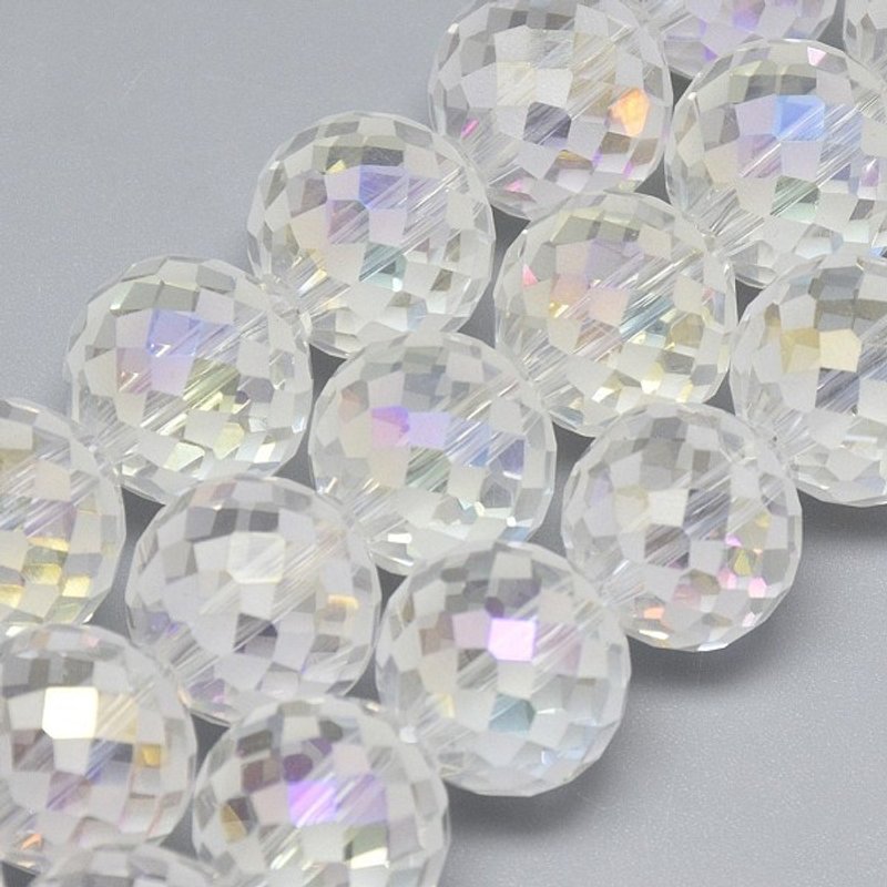 Brins de perles en verre électroplaqué, plaqué arc-en-ciel, 12mm, clair — Perles à bijoux