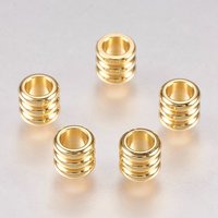 Perles en Acier Inoxydable 201, Colonne, Plaqué Or 18K, 5x4.5mm