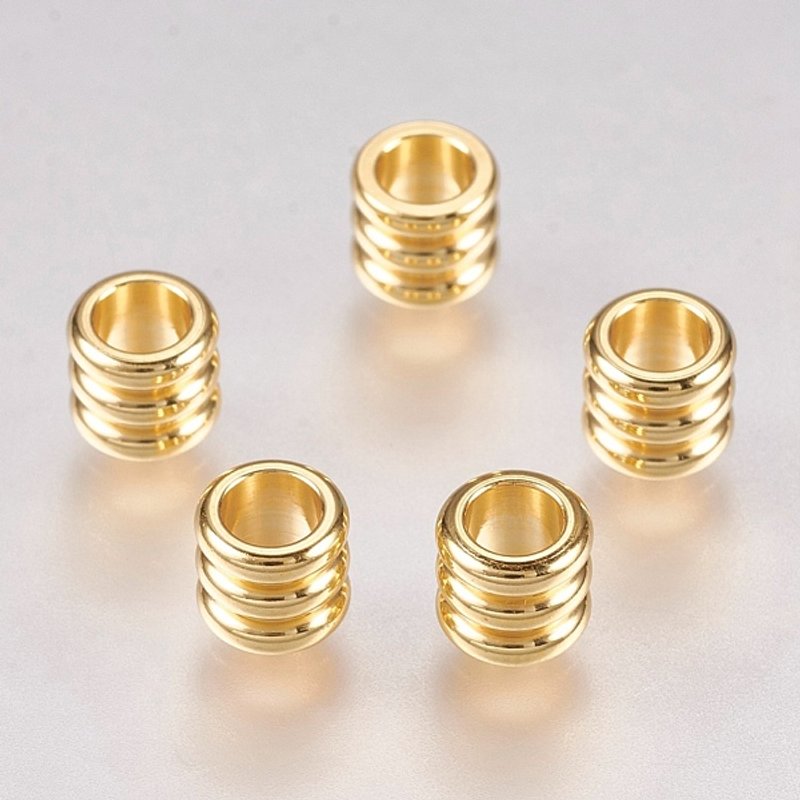 Perles en Acier Inoxydable 201, Colonne, Plaqué Or 18K, 5x4.5mm — Perles à bijoux