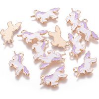 Alloy Enamel Unicorn Pendant in Light Gold and Lilac