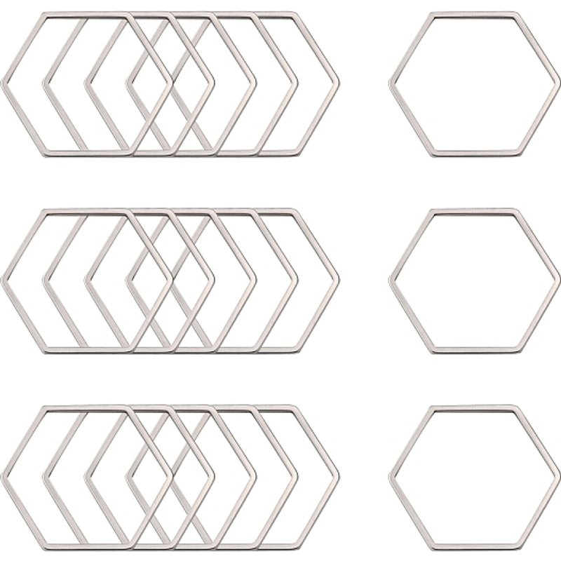 304 Stainless Steel Hexagon Linking Ring, Tarnish Resistant — Jewelry Findings