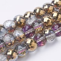 Brins de perles en verre électroplaquées, arc-en-ciel, or, 8x6mm — Perles à bijoux