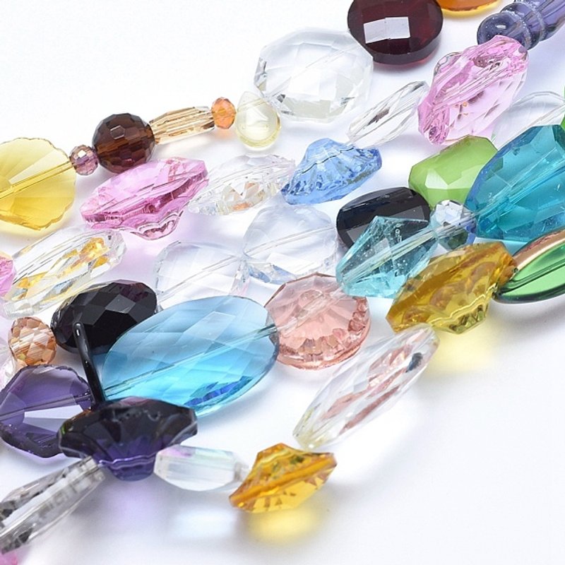 Faceted Glass Beads Strands, Mixed Shapes and Colors, 15.7 inch — Jewelry Beads