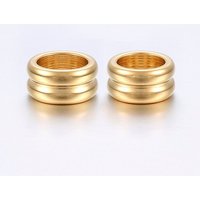 Perles Rainurées en Acier Inoxydable 304, Colonne Dorée, Grand Trou — Perles à bijoux