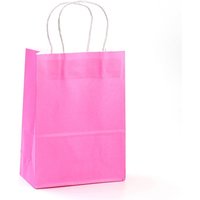 Sacs en papier kraft Pure Color avec poignées en ficelle, rose vif