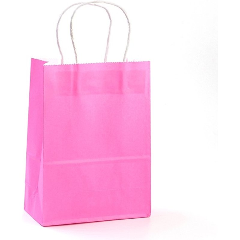 Sacs en papier kraft Pure Color avec poignées en ficelle, rose vif — Rangement et présentation