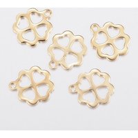 304 Stainless Steel Clover Charms in Golden Finish