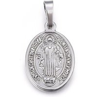 Pendentif ovale avec médaille de Saint-Benoît en acier inoxydable 201 — Breloques et pendentifs
