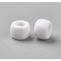Perles en résine européenne à grand trou, baril, blanches, 8x5-6mm — Perles à bijoux