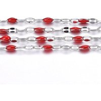 304 Stainless Steel Link Chains with Spool and Enamel, Red — Chains, Wire & Cord