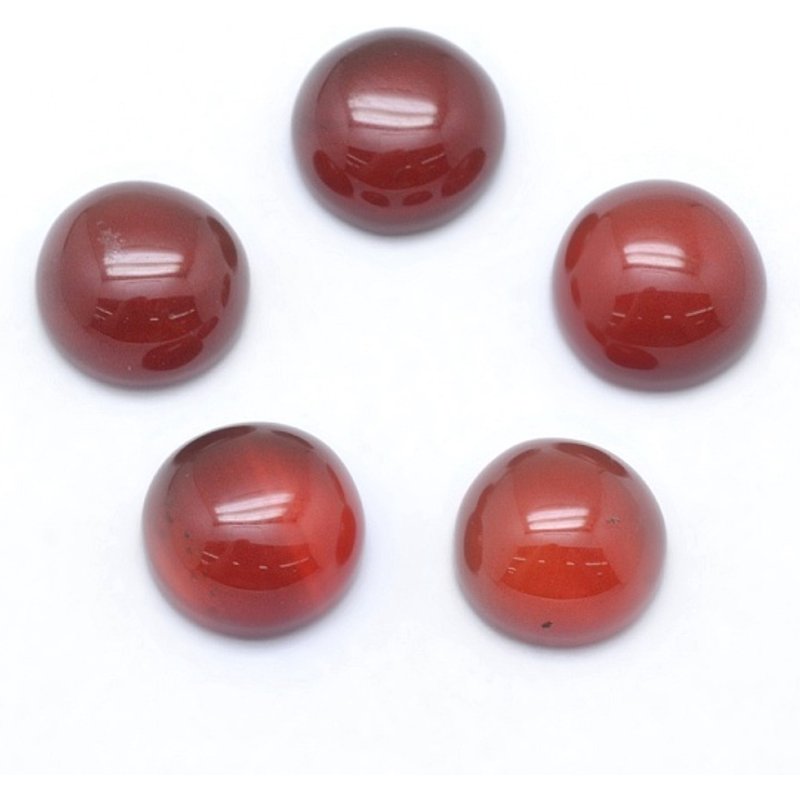 Cabochons de Carnelian Naturels, Ronds Plans, Teints, 8mm de Diamètre — Pierres précieuses en vrac