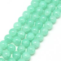 Baking Painted Crackle Glass Beads Strands, Round Turquoise, 8mm — Jewelry Beads