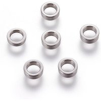 Perles Intercalaires en Acier Inoxydable 304, Ronde Plate, 6x2mm, Trou 4mm — Perles à bijoux