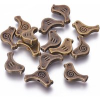 Perles en alliage de style tibétain, motif oiseau, finition bronze antique — Perles à bijoux
