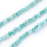 Fils de perles d'amazonite naturelle, facettées, rondes, 2-2,5 mm, 180-200 pcs — Perles à bijoux