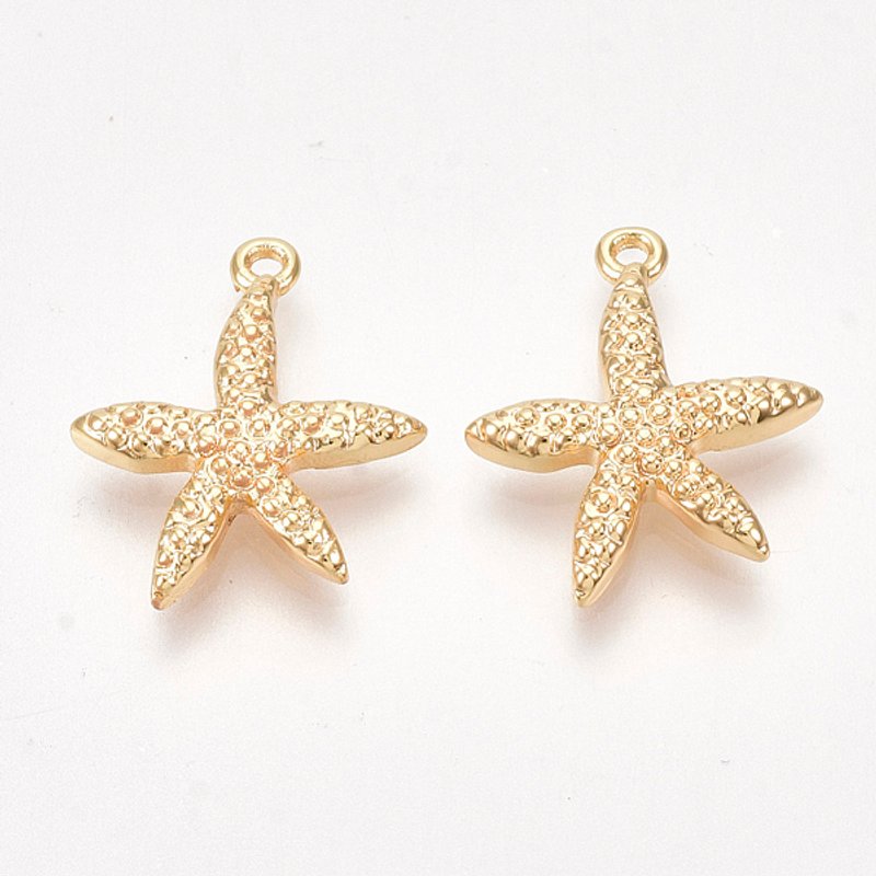 Pendentifs en laiton, étoile de mer, sans nickel, plaqué or 18K — Breloques et pendentifs