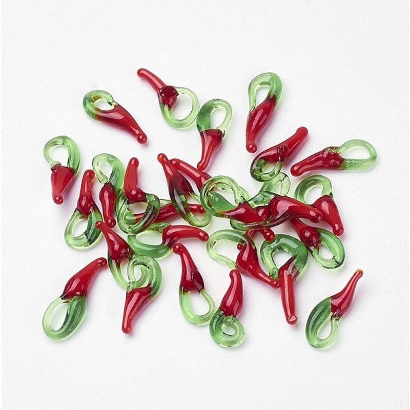 Handmade Lampwork Hot Pepper Pendant, Red — Charms & Pendants