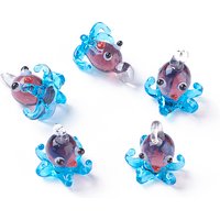 Handmade Lampwork Octopus Pendant in Deep Sky Blue