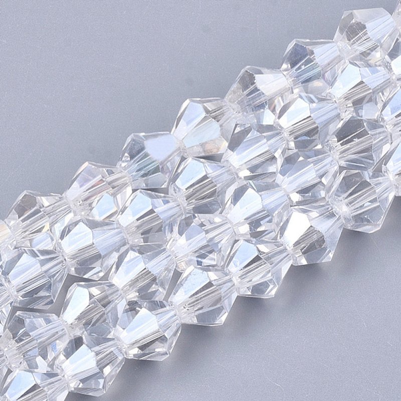 Electroplate Glass Beads Strands, Pearl Luster Plated, Clear — Jewelry Beads