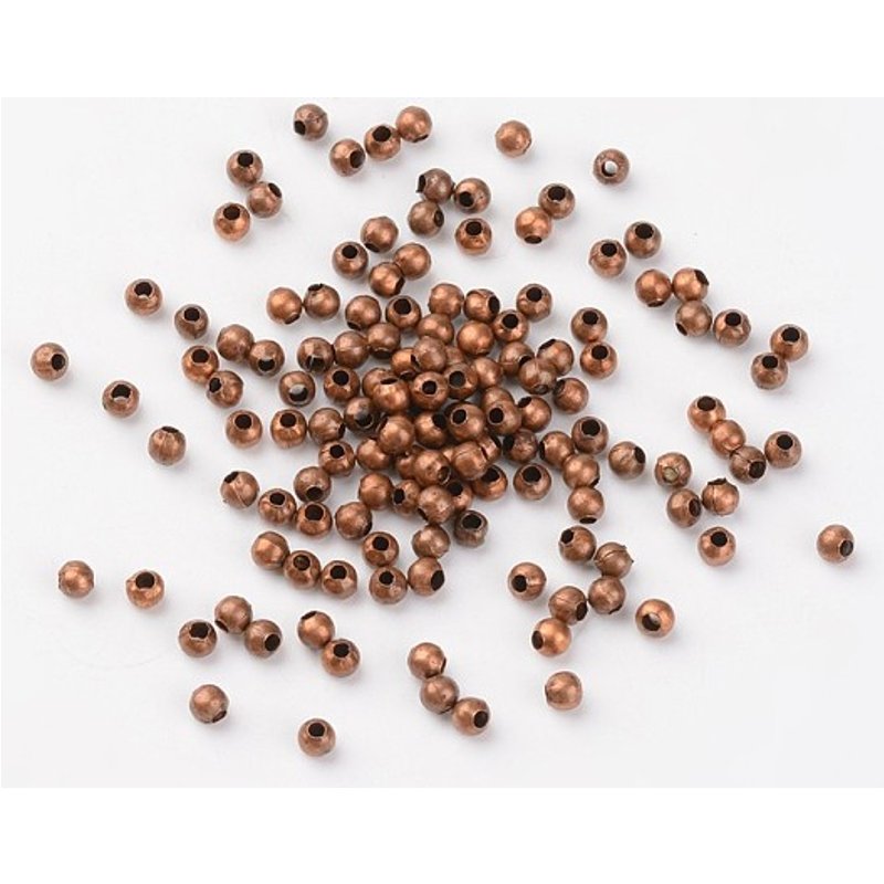 Perles Intercalaires en Fer, Sans Nickel, Rondes en Cuivre Rouge, 461pcs — Perles à bijoux