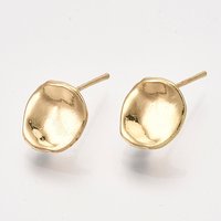 Trouvailles de Boucles d'Oreilles en Laiton avec Boucle, Ronde Plate, Plaqué Or 18K — Accessoires pour bijoux